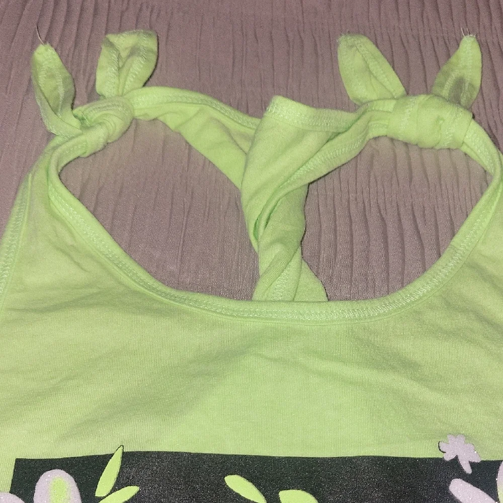 Justice Neon Green Floral Tank Top